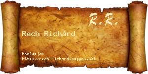 Rech Richárd névjegykártya